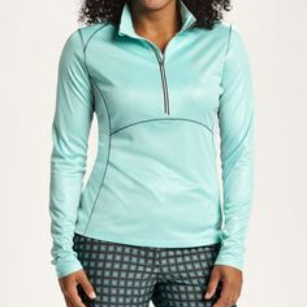 Annika Suntec Long Sleeve Leigtonton Mock Neck Top